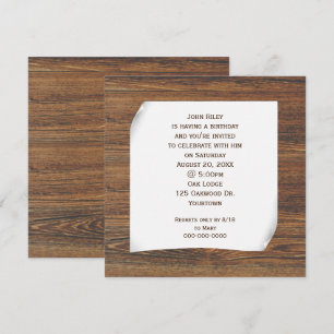 Invitación Papel rizado sobre madera de roble
