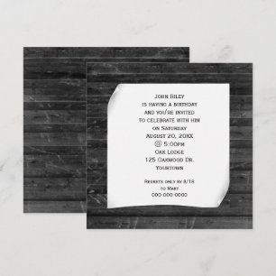 Invitación Papel rizado sobre madera negra