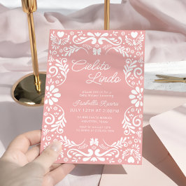 Invitación Papel rosa Picado Baby Shower mexicano