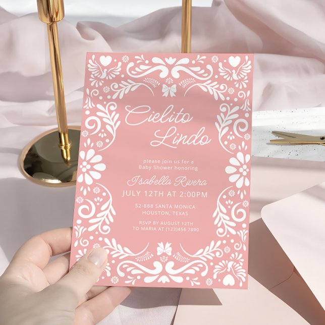 Invitación Papel rosa Picado Baby Shower mexicano (Subido por el creador)
