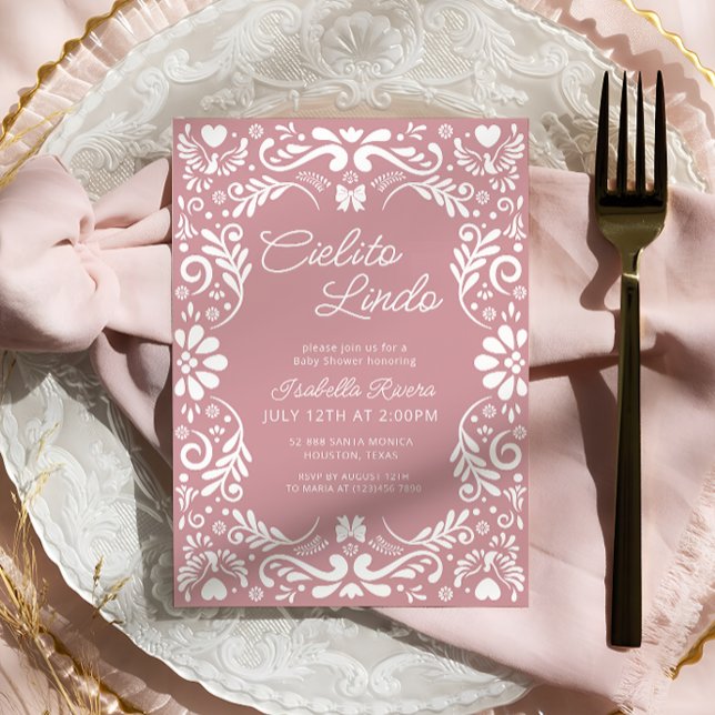 Invitación Papel rosa picado Chica mexicano Baby Shower (Subido por el creador)