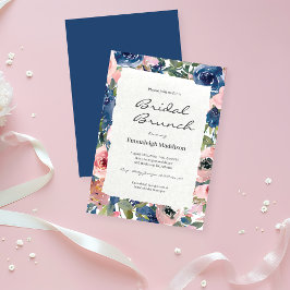 Invitación Papel roto Rubor Blue Floral Bridal Brunch