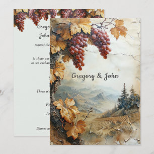 Invitación Papel rústico viñedo italiano bodega de uva