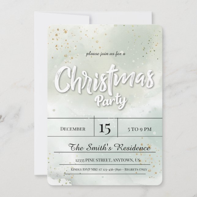 Invitación Papel tapiz de diamante de nieve, decoraciones dor (Anverso)