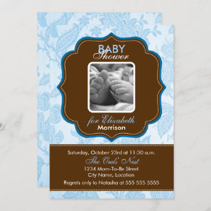 Invitación Papel tapiz vintage Baby Boy Shower