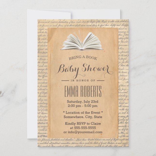 Invitación Papel viejo de la cosecha: un Baby Shower de solic (Anverso)