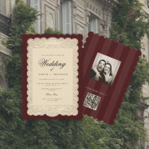 Papel Vintage de Encaje Borgoña Boda