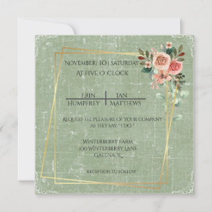 Invitación Papel y Rosas de época