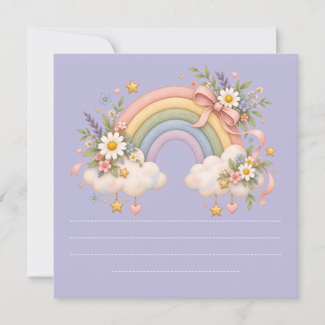 Invitación Papelería Arcoíris Pastel (Anverso)