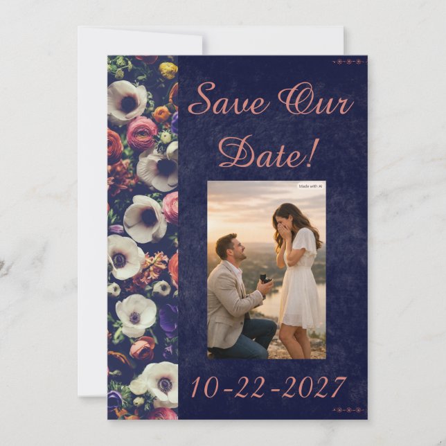 Invitación Papelería de boda floral sofisticada (Anverso)