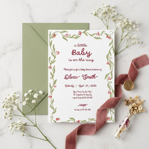 Invitación Papelería para Baby Shower Boho de Flor Silvestre