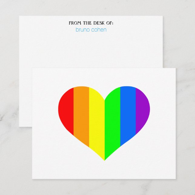 Invitación Papelería Personal: Corazón Arcoíris (Anverso / Reverso)