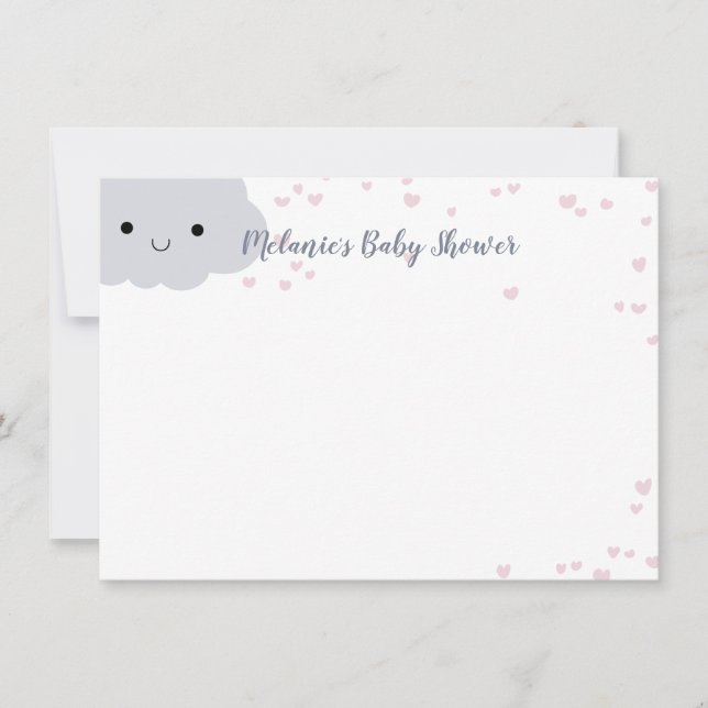 Invitación Papelería personalizada para baby shower de corazo (Anverso)