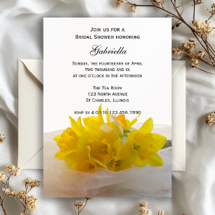 Invitación Papeles amarillos en ducha de novia blanca