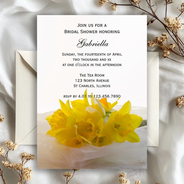 Invitación Papeles amarillos en ducha de novia blanca (Subido por el creador)