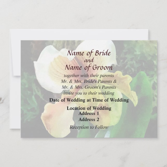 Invitación Paph Hellas Westonbirt Orquídea Bodas (Anverso)