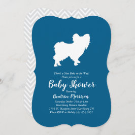 Invitación Papillon Dog Baby Shower Blue Boy