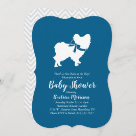 Invitación Papillon Dog Baby Shower Blue Boy