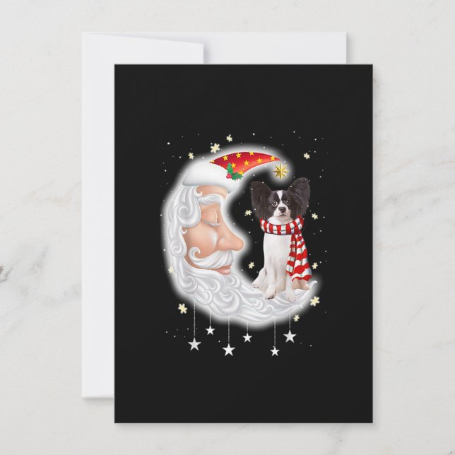 Invitación Papillon lindo con Navidades de Santa Hat (Anverso)