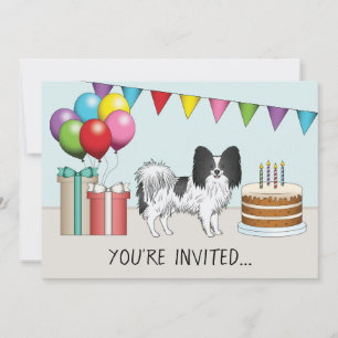 Invitación Papillon Negro Y Blanco Cumpleaños Colorido