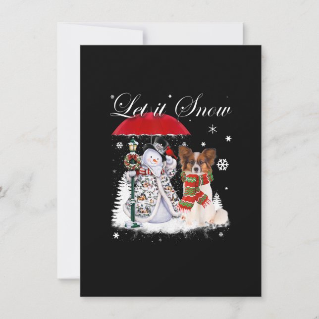 Invitación Papillon Santa Dog Christmas Snowman Xmas Pajama (Anverso)