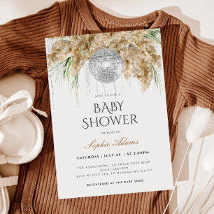 Invitación Papmas Grass Disco Ball Boho Baby Shower