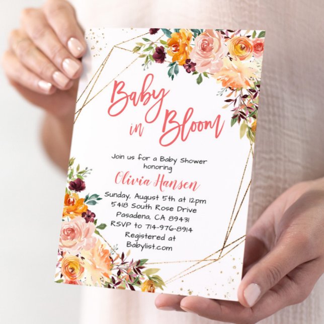 Invitación Paprika Floral Baby En Bloom Baby Shower (Subido por el creador)