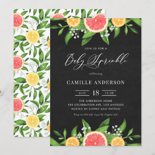 Invitación Papúa y Naranjas Chalkboard Baby Sprinkle