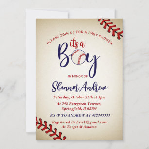 Invitación Paquete Baby Shower de béisbol de cosecha personal