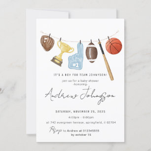 Invitación Paquete Baby Shower para deportes personales