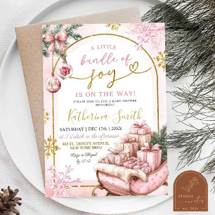 Invitación Paquete de copas de nieve rosada en el alegre Baby
