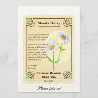 Invitación Paquete de la semilla de la margarita de Shasta
