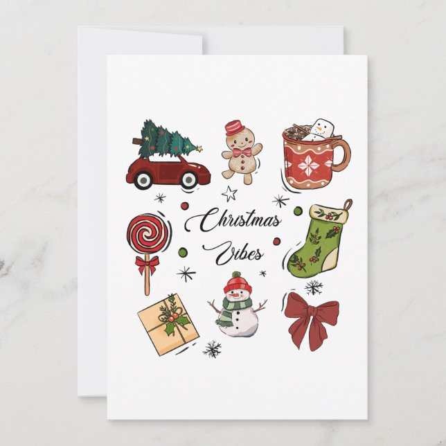 Invitación Paquete de Stickers Navideños Christmas Vibes (Anverso)