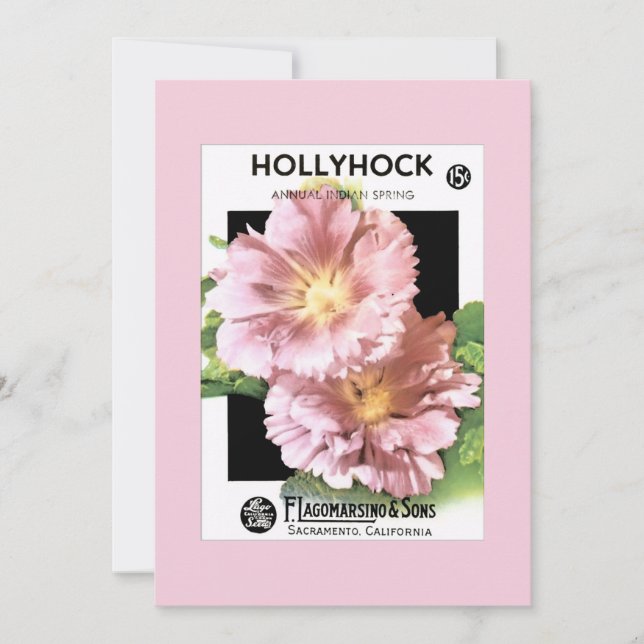 Invitación Paquete rosado de la semilla del Hollyhock del (Anverso)