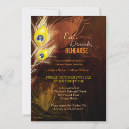 Invitación Paquetes de pavo real Ensayo de casamiento de otoñ