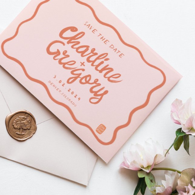 Invitación Paquetes Rosa RetroBoda de escritura a mano Guarda (Subido por el creador)