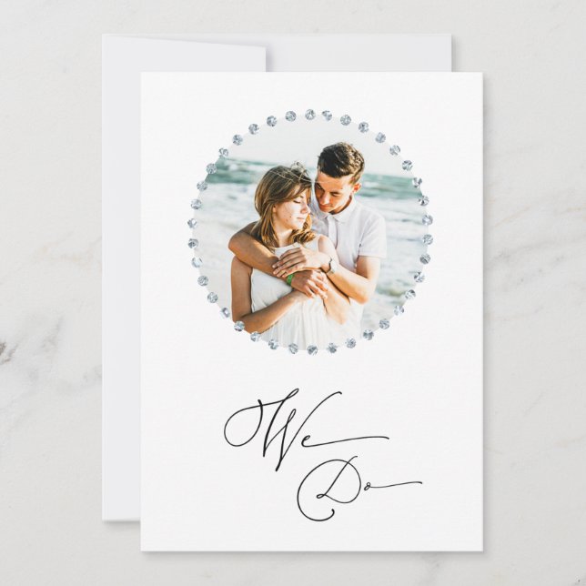 Invitación *~* Par FOTO RSVP + QR AR6 DIAMOND Boda en (Anverso)