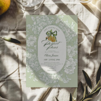 Invitación Par Perfecto Pear Floral Sage Green Bridal Ducha