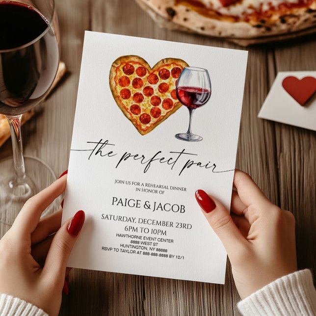 Invitación Par Perfecto Pizza Boda de vino Ensayo Cena (Subido por el creador)