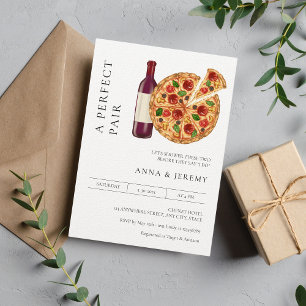 Invitación Par Perfecto Pizza Wine Couples Ducha