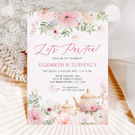 Invitación Par-tea Floral Tea Chica Fiesta de Cumpleaños