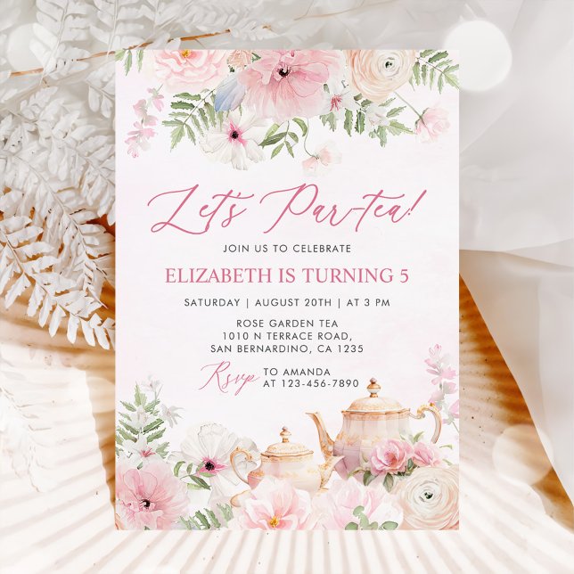 Invitación Par-tea Floral Tea Chica Fiesta de Cumpleaños (Subido por el creador)