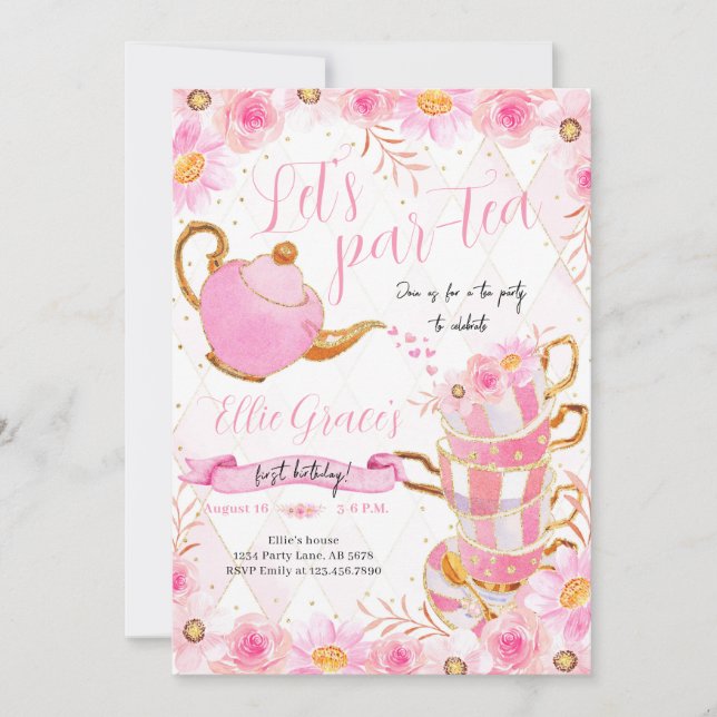 Invitación Par-tea Tea Fiesta (Anverso)