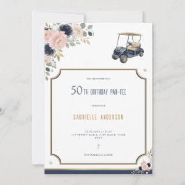 Invitación Par-Tee de cumpleaños número 50 Golf azul marino d
