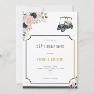 Invitación Par-Tee de cumpleaños número 50 Golf azul marino d
