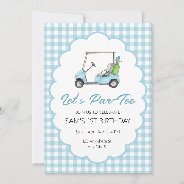 Invitación Par - Tee Golf Birthday Party Invitation (Anverso)
