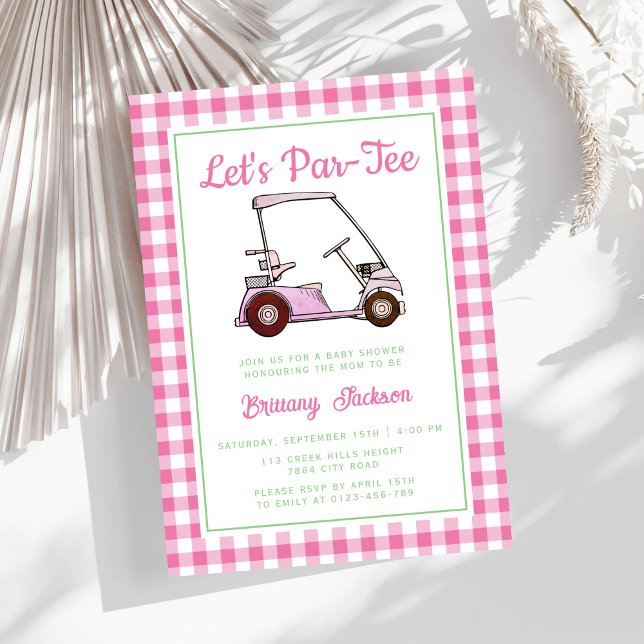 Invitación Par Tee Golf Chica Baby Shower de verificación ros (Subido por el creador)