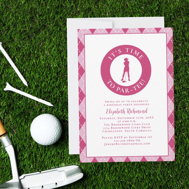 Invitación Par Tee Golfer gracioso humor Partido de Cumpleaño (Par Tee Golfer Funny Humor Birthday Party For Her Invitation)