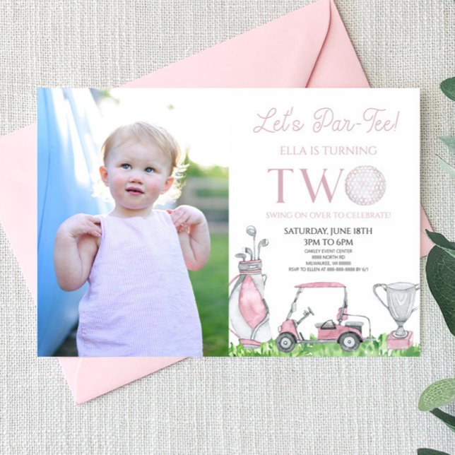 Invitación Par-Tee Pink Golf Picture 2 Birthday Fiesta (Subido por el creador)