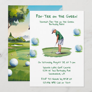 Invitación Par-Tee sobre el Green Golf Boy Birthday Bash